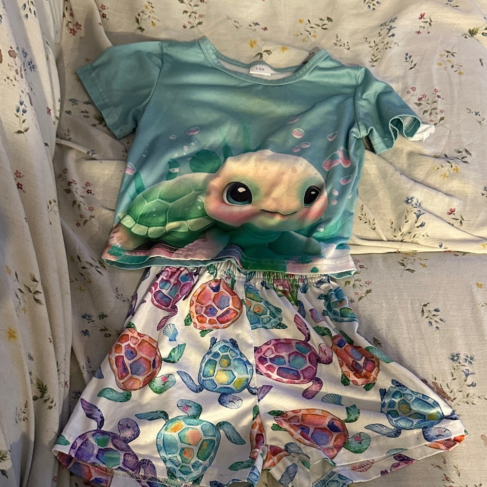 Kids Sea Creature Pajama Set - Aqua and Multicolor